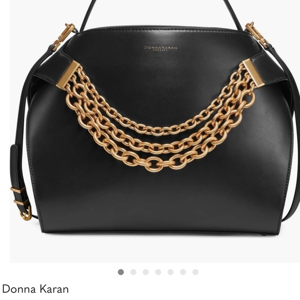 Donna Karan Black Shoulder Bag with Gold Chain